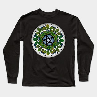 Full moon pentagram butterfly ring Long Sleeve T-Shirt